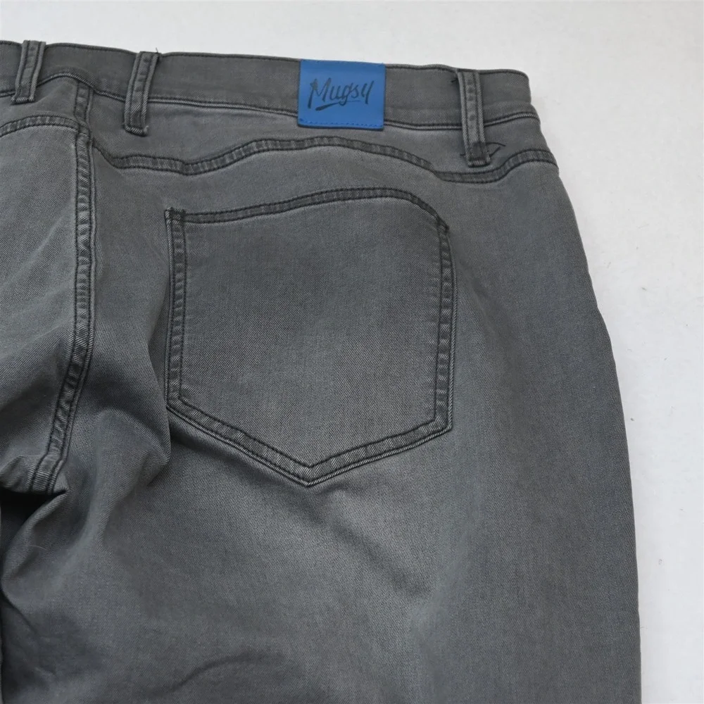 Mugsy 42x30 Gray Stretch Denim Beans Casual Slim Taper Mens Jeans